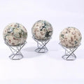 Polished Green Flower Agate Crystal Sphere | Natural Stone Decorative Orb for Home & Office Display